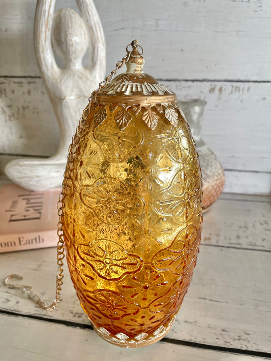 Vintage LED Tall Gold Lantern