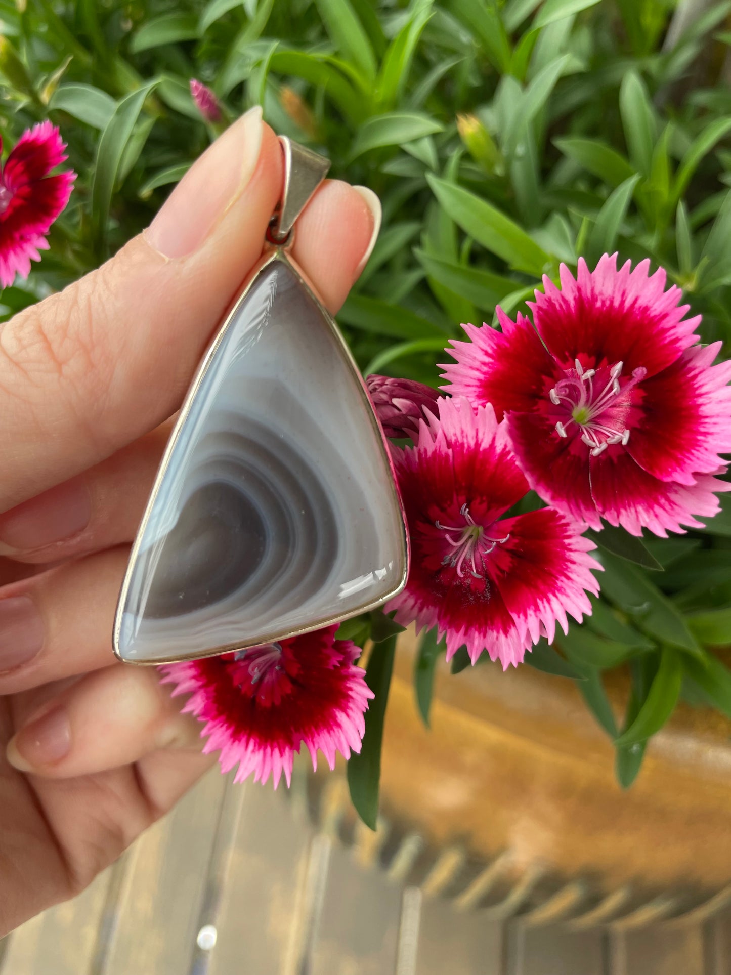 Botswana Agate Silver Pendant