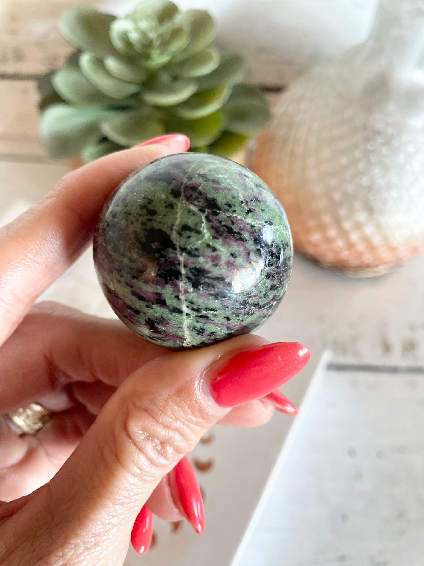 Ruby Zoisite Sphere Includes Holder