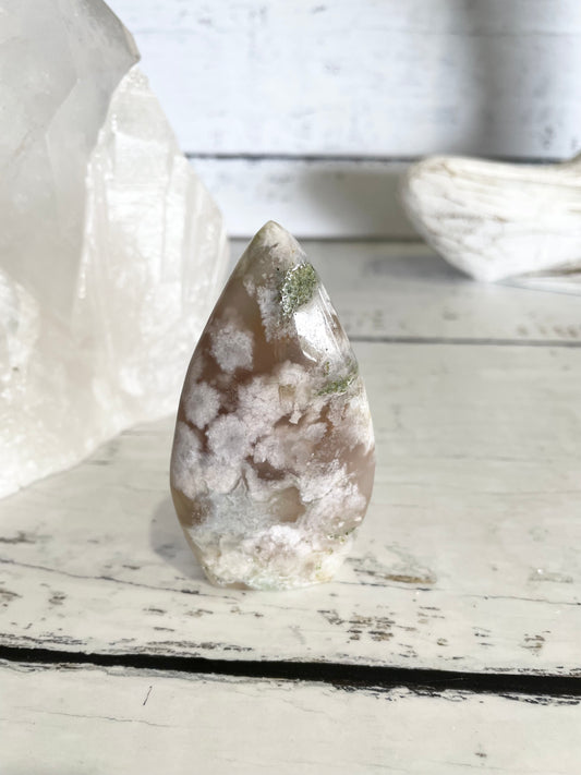 Green Flower Agate Dome