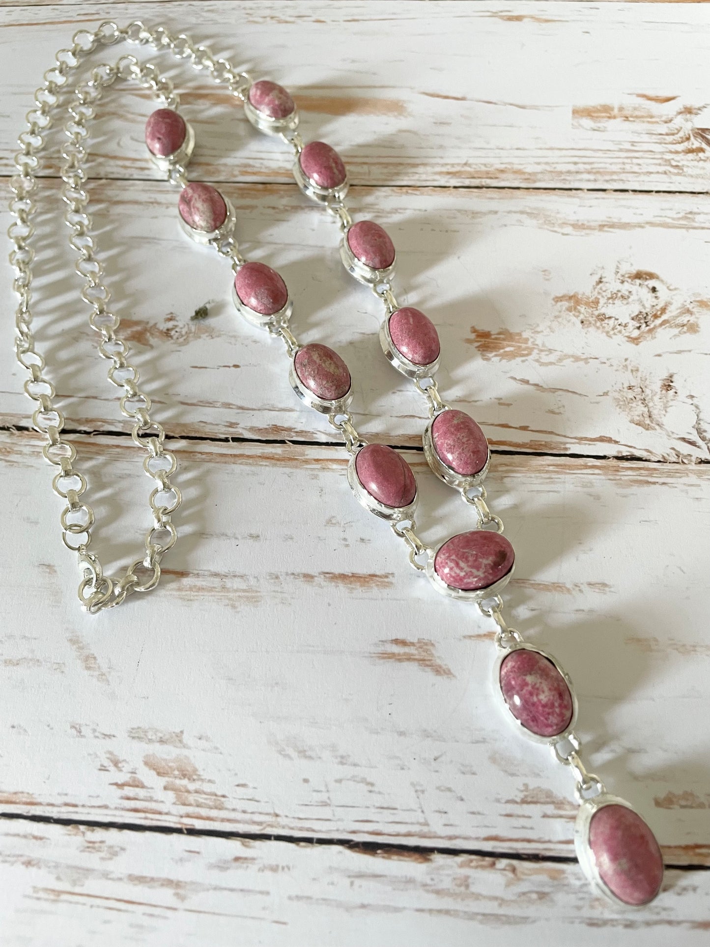 Thulite Lariat Necklace