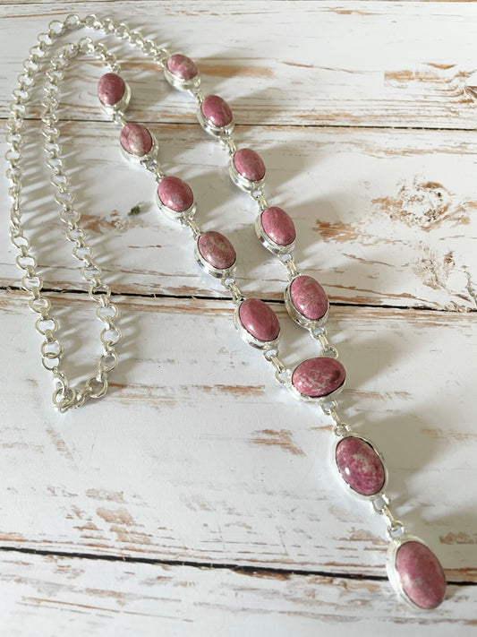 Thulite Lariat Necklace