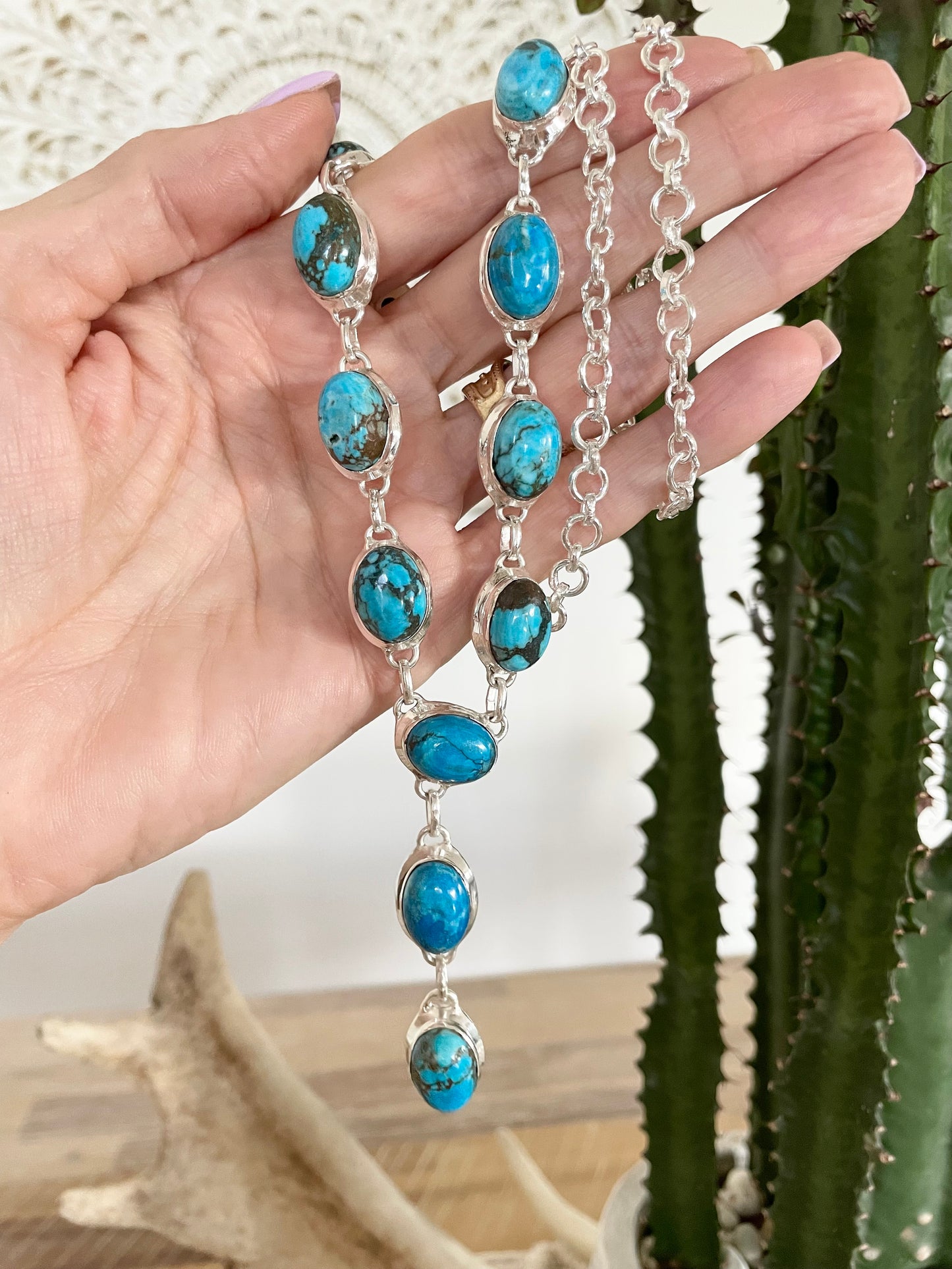 Tibetan Turquoise Lariat Necklace