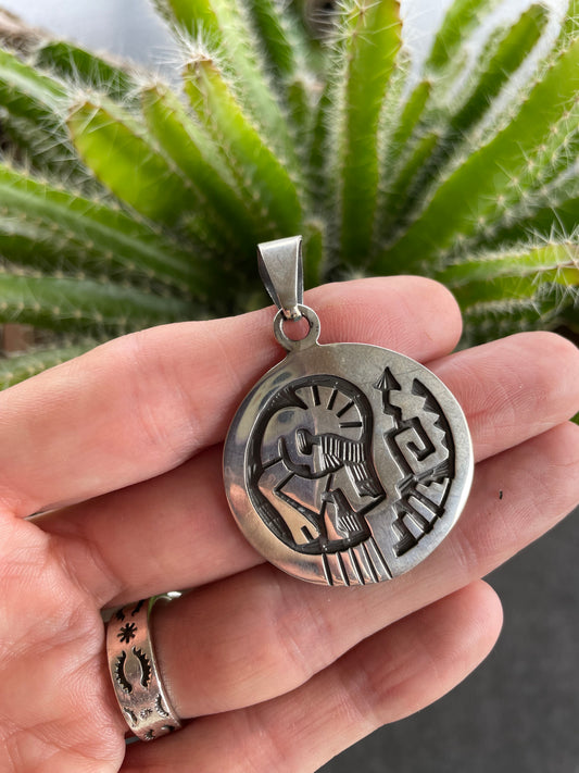 Native Talisman Kokopelli ~ Sterling Silver Pendant