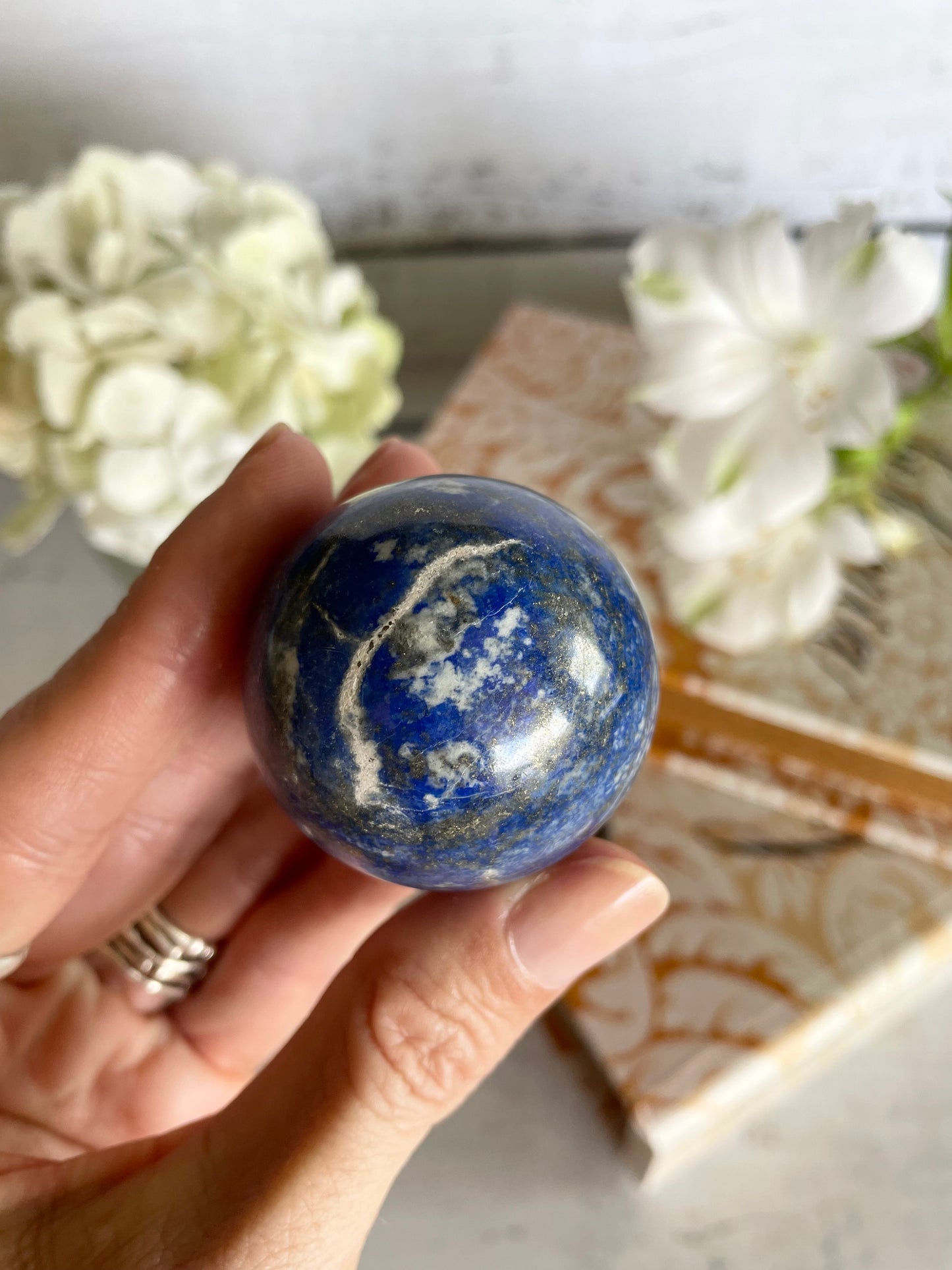 Lapis Lazuli Sphere includes wooden holder