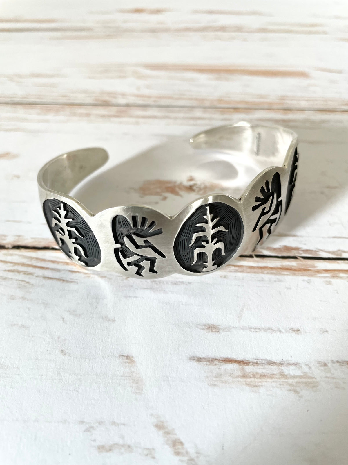 Navajo/Hopi Corn/Kokopelli Silver Cuff