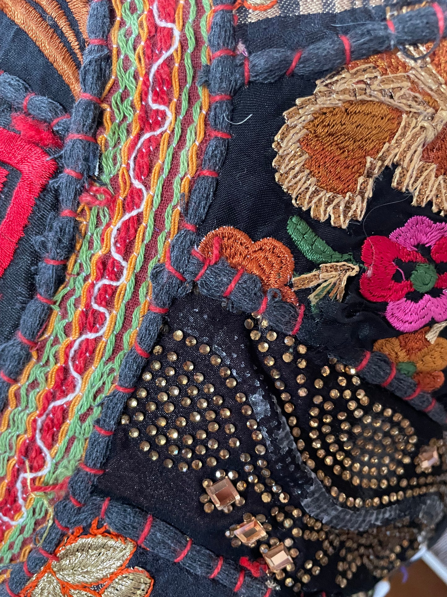 Boho embroidered cushion