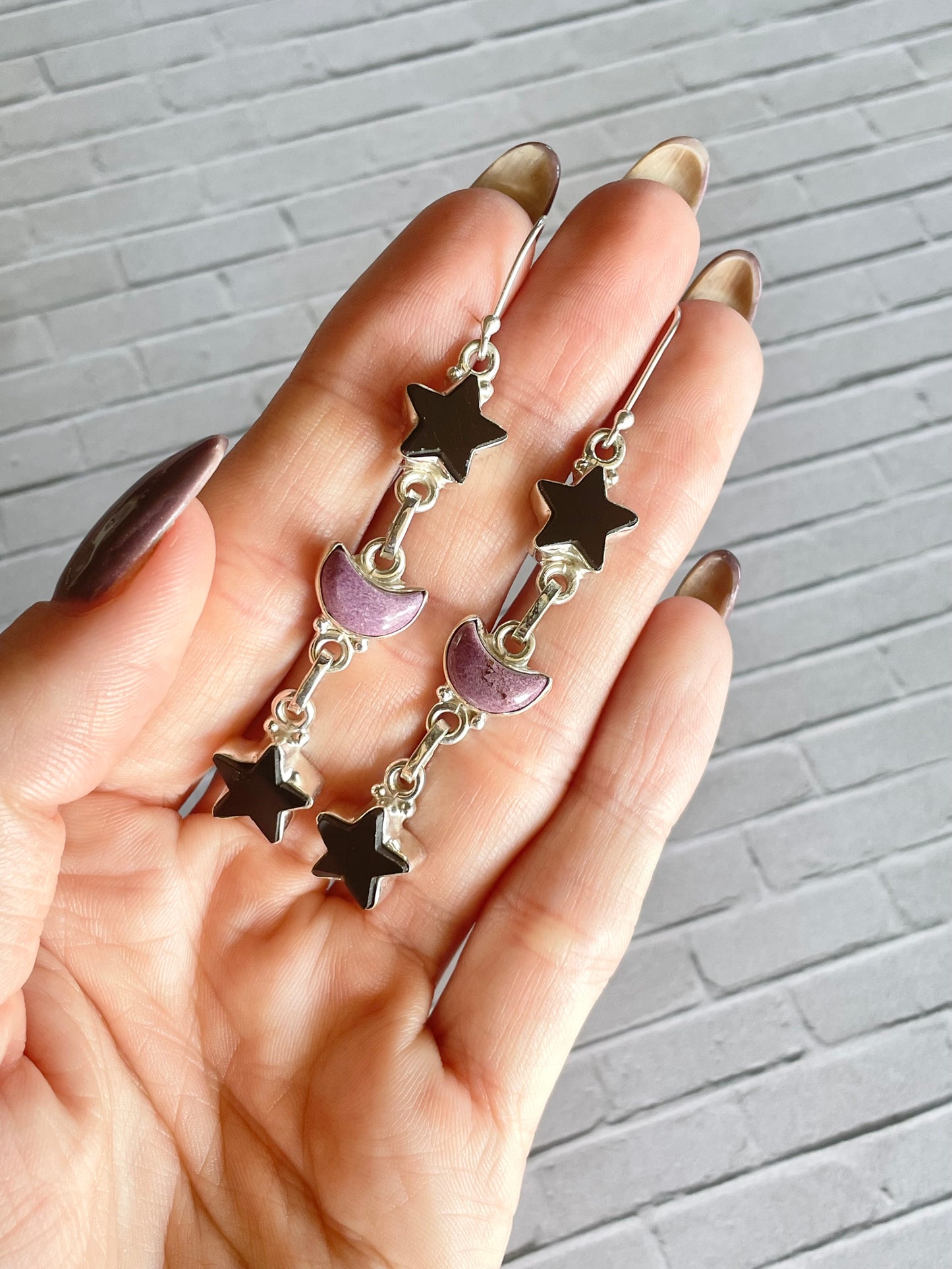 Black Onyx & Stichtite Dangles