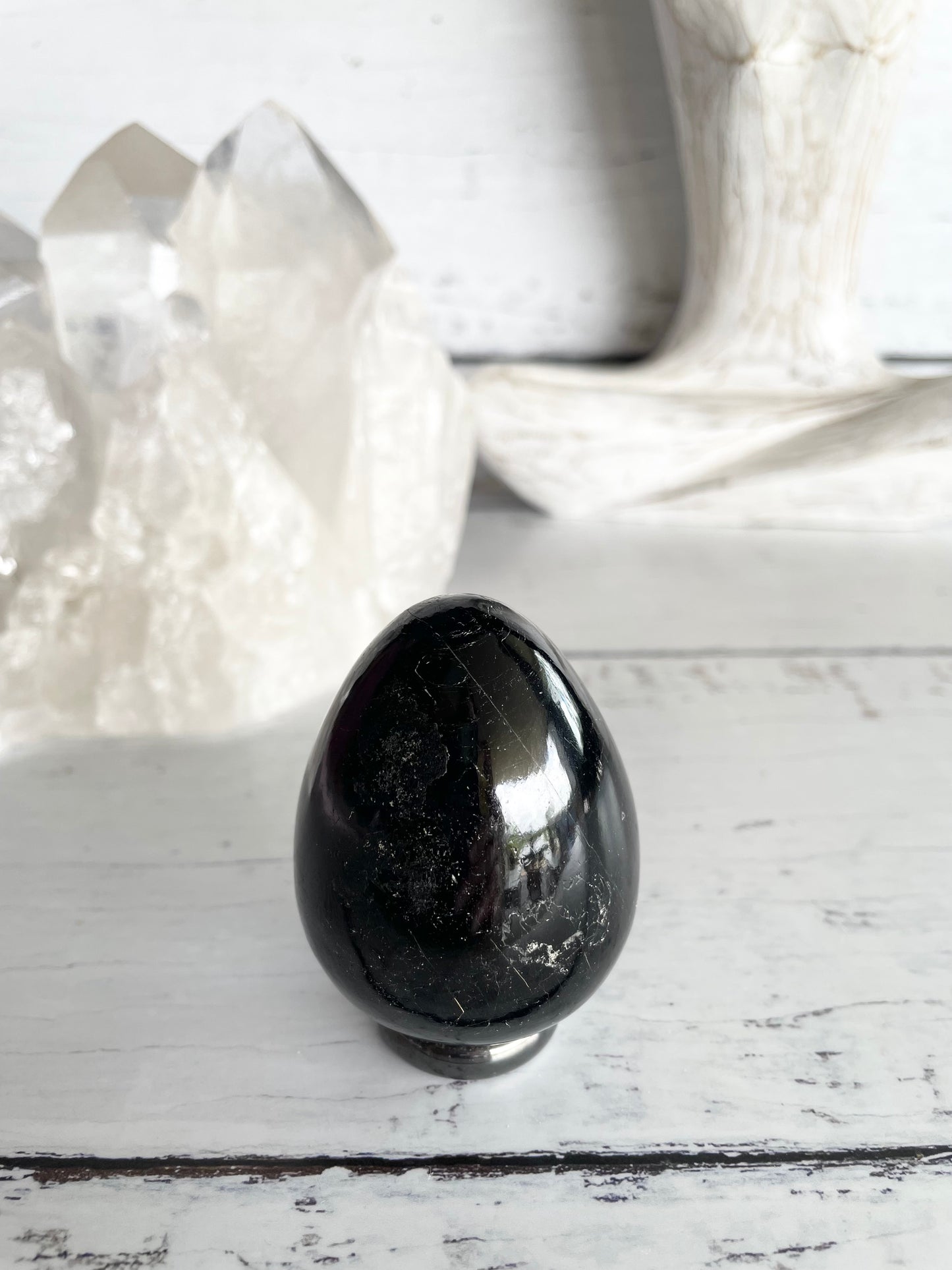 Black Tourmaline Egg with holder