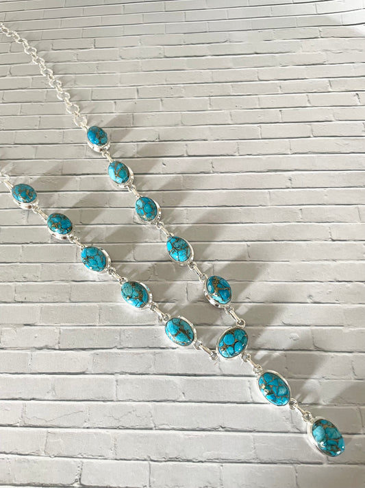 Blue Copper Turquoise Lariat Necklace