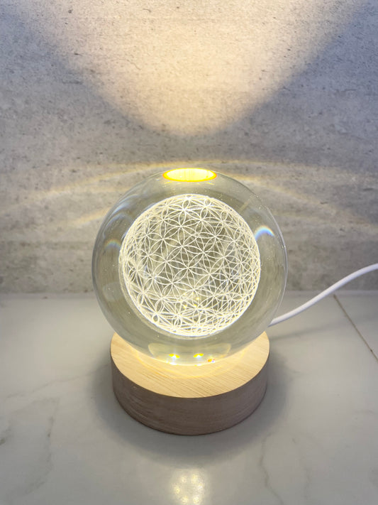 Glass Orb USB Lamp ~ Flower Of Life