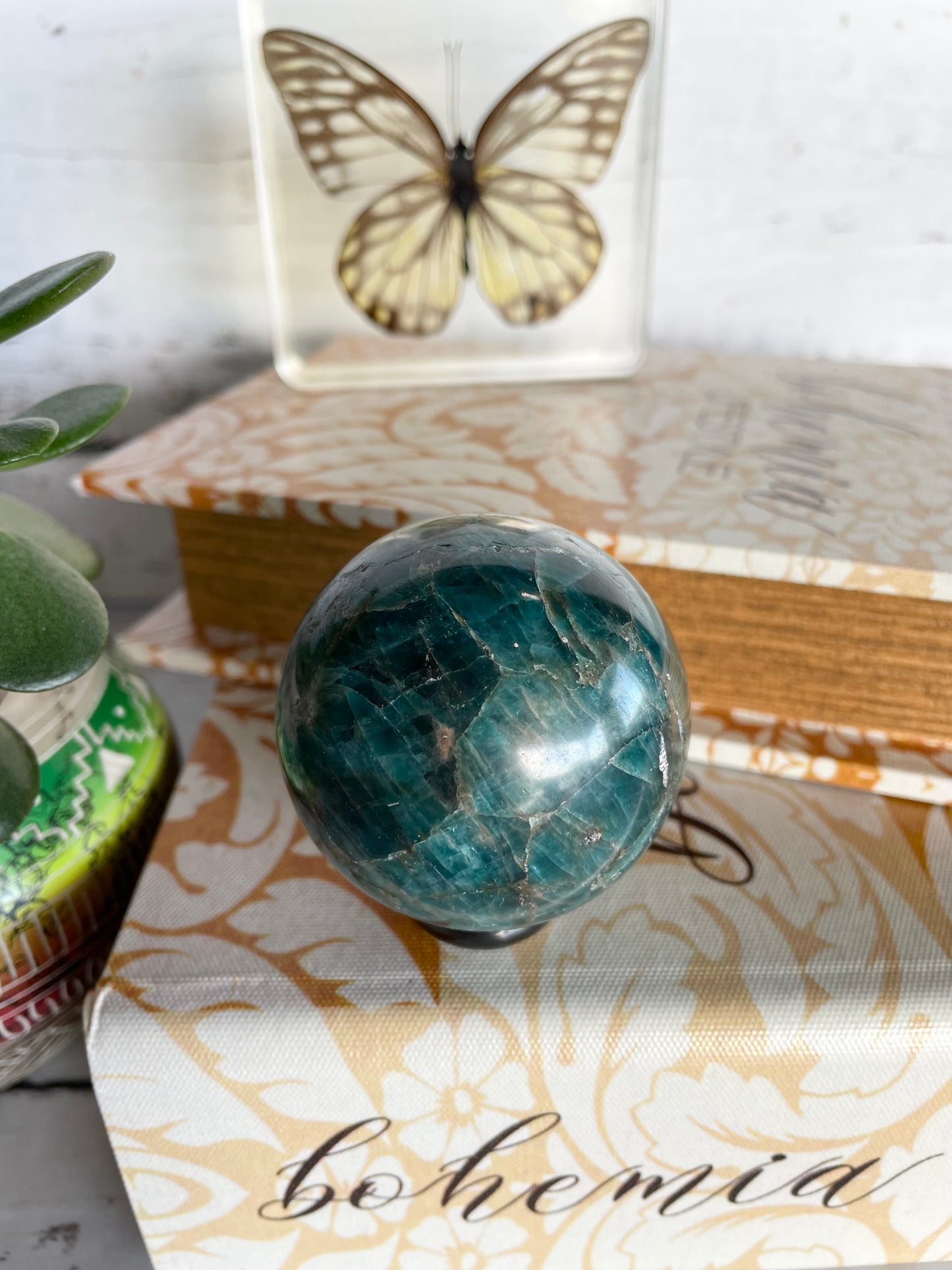 Apatite Sphere Includes Wooden Holder