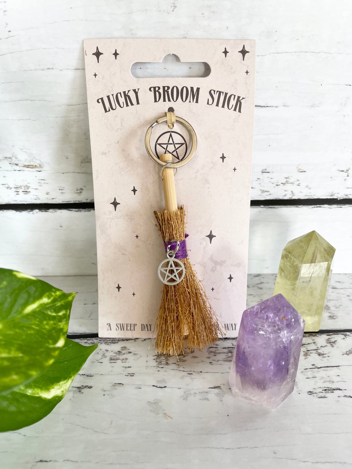 Lucky Broomstick Keyring ~ Pentacle