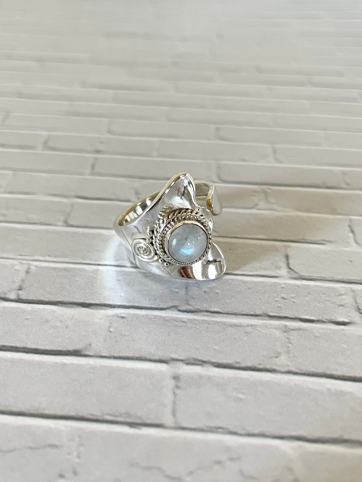 Rainbow Moonstone Ring - adjustable 6-10