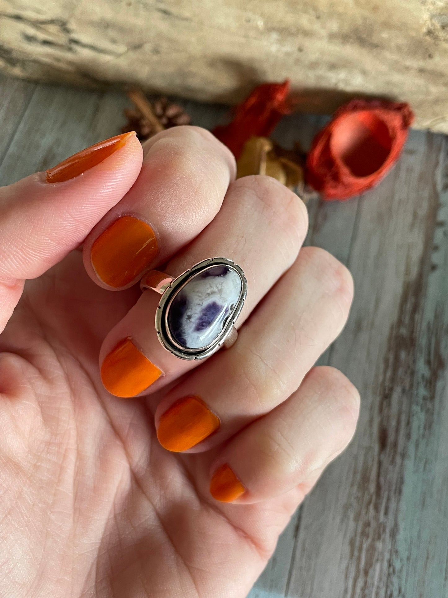 Purple Opal Silver Ring