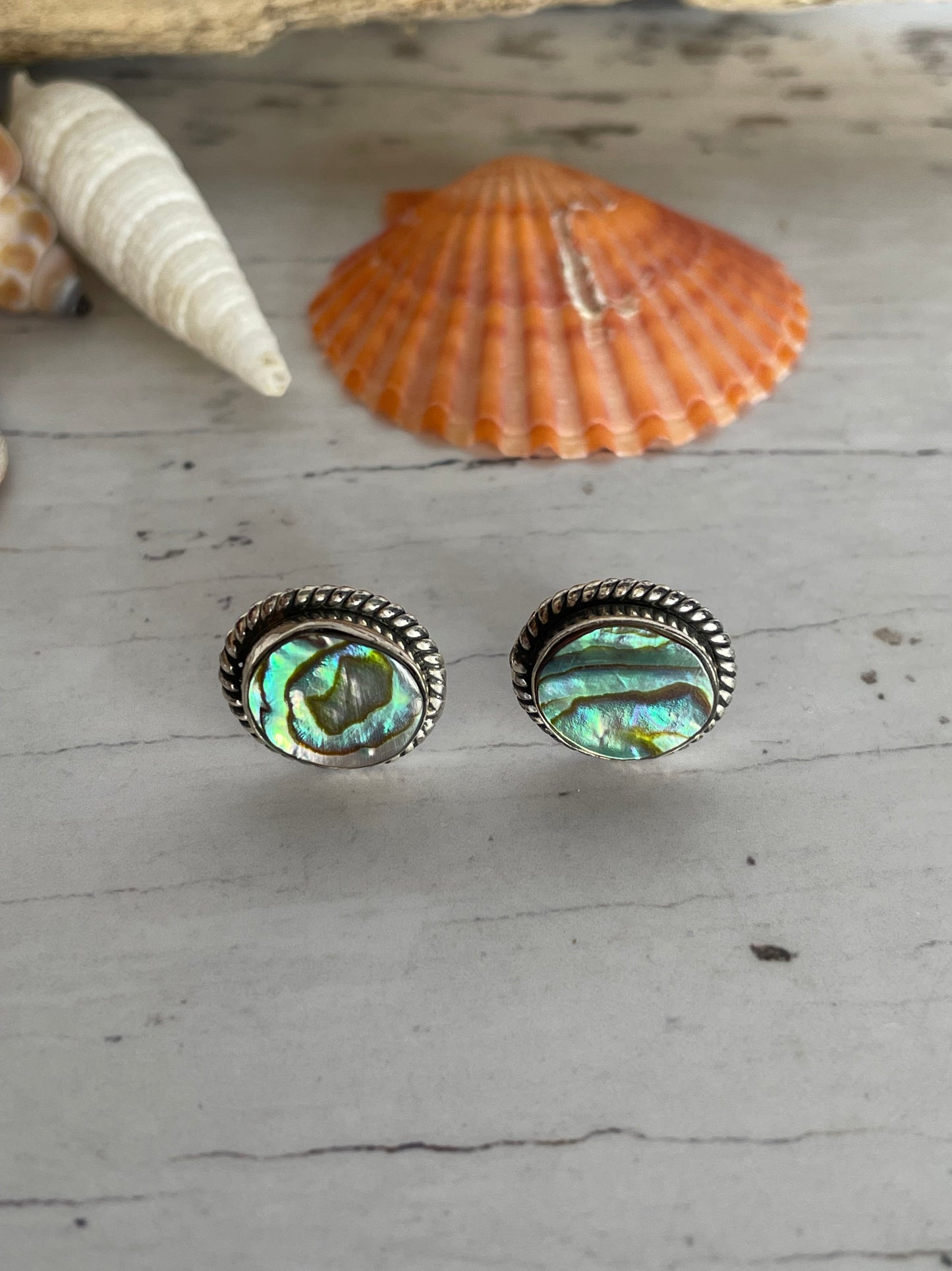 Abalone Shell Silver Studs ~ Siren