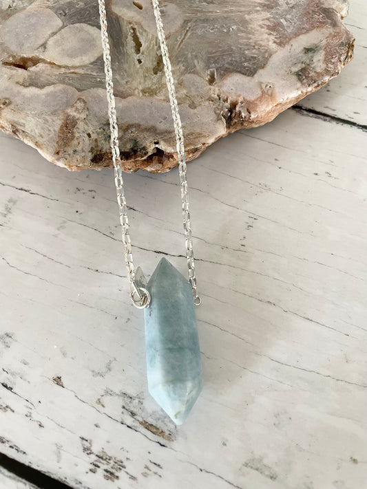 Aquamarine Double Point Necklace