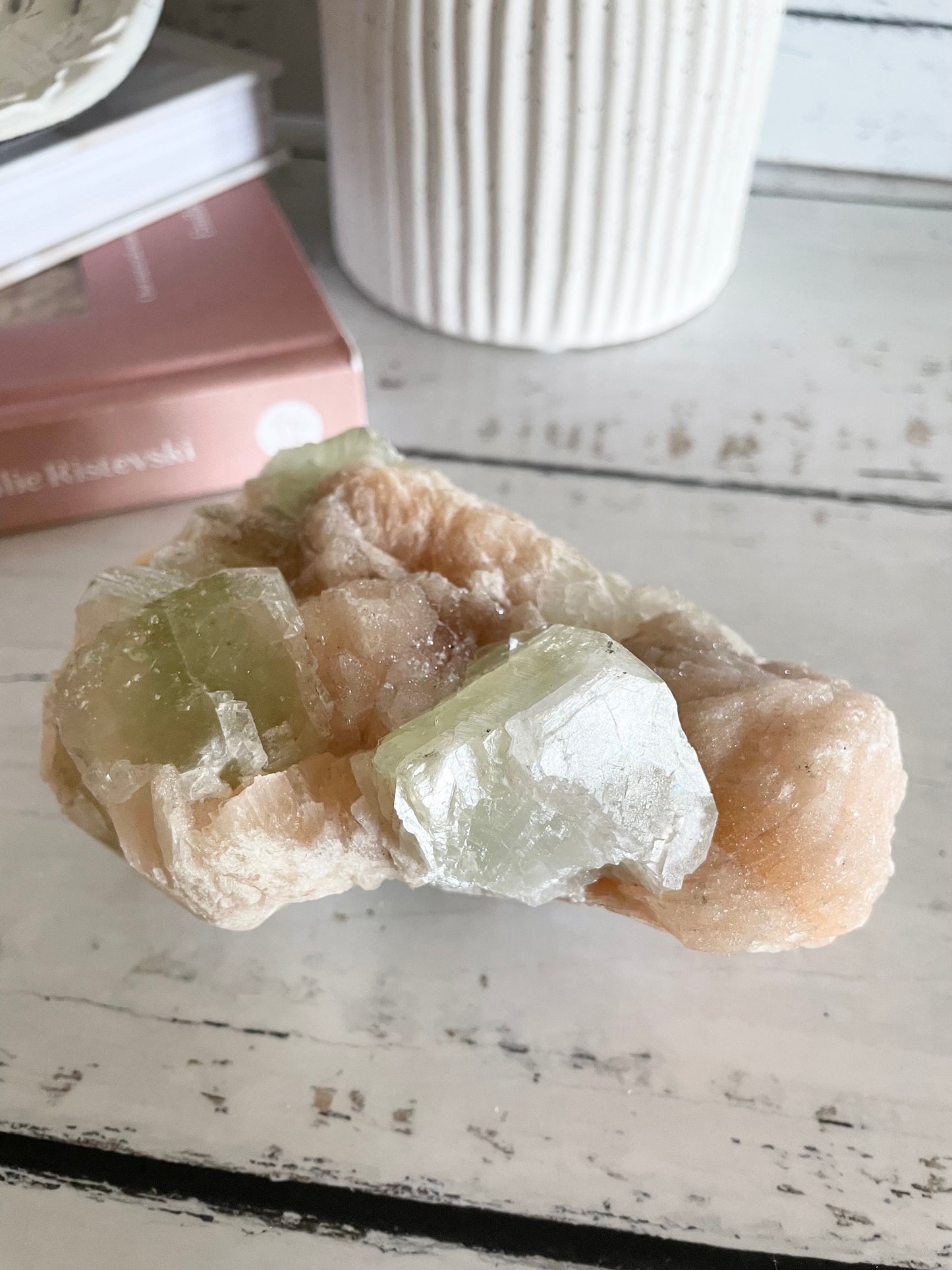 Green Apopyhllite Stilbite Cluster
