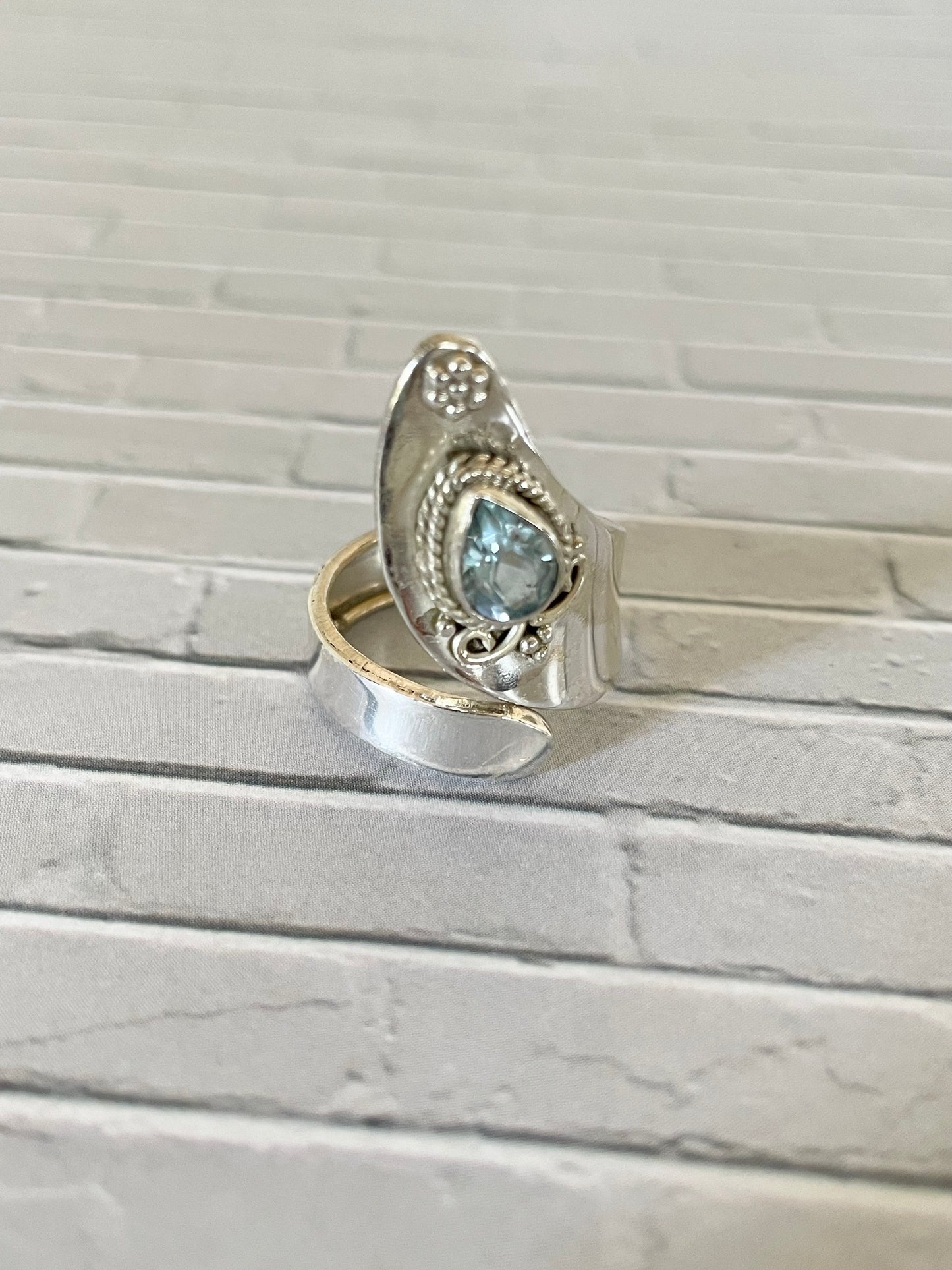 Blue Topaz Ring ~ adjustable 6-10