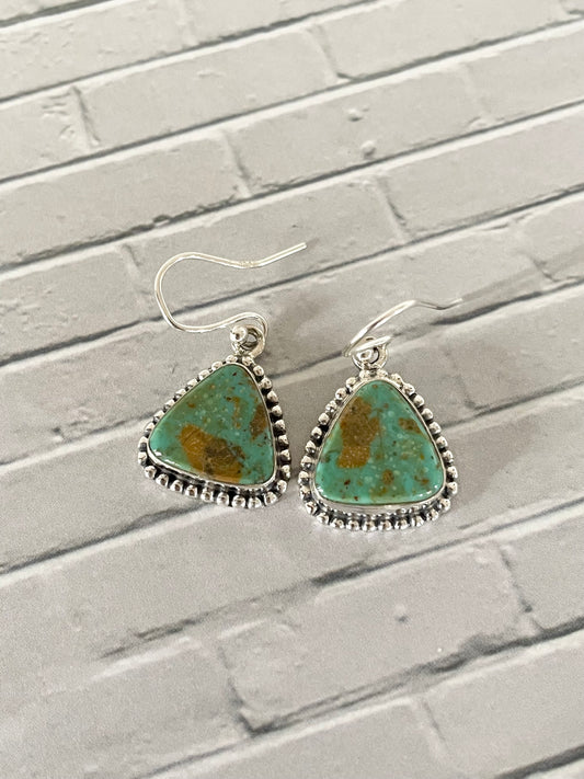 Green Mojave Turquoise Silver Dangles