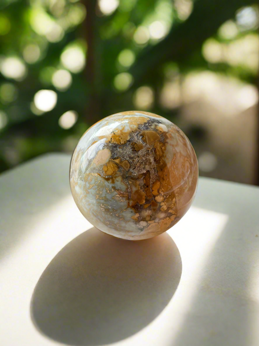Spotted Agate Sphere Includes Holder