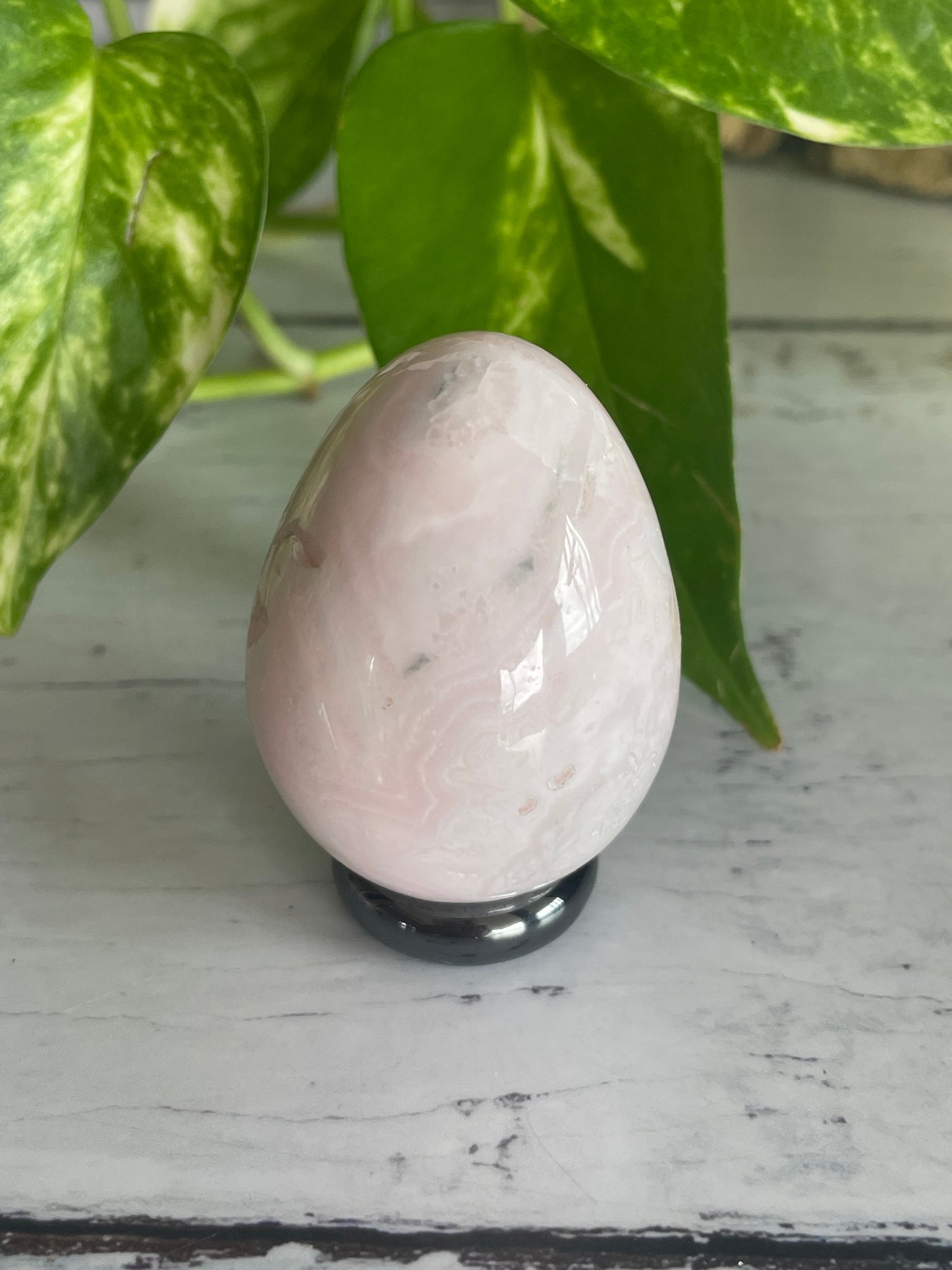 Mangano Calcite Egg Includes Hematite Ring