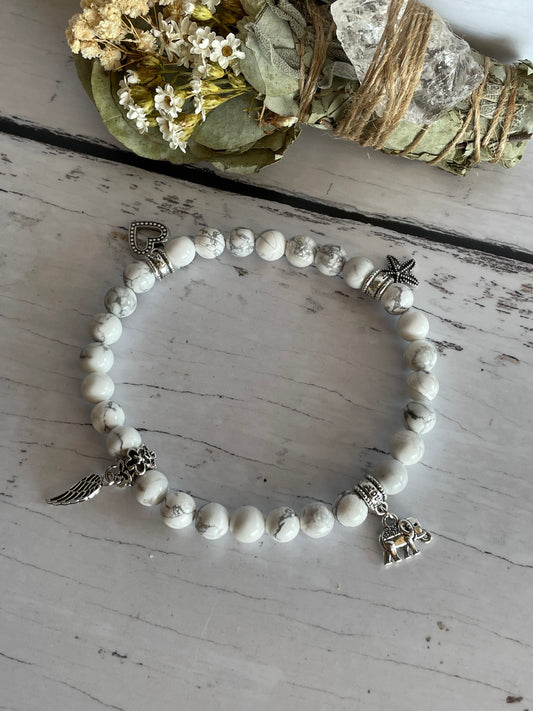 White Howlite Healing Anklet ~ Spiritual Realms ©️