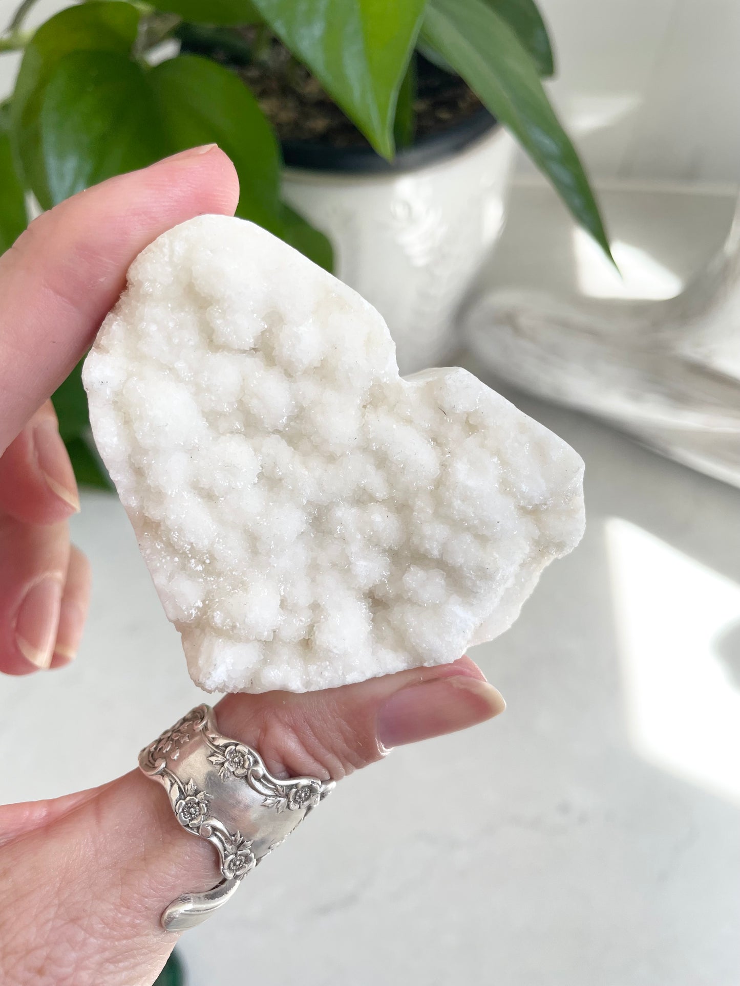 Druzy Snow Quartz Heart