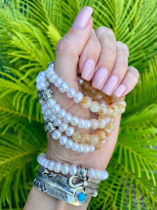 Pearl & Citrine gemstone Bracelet