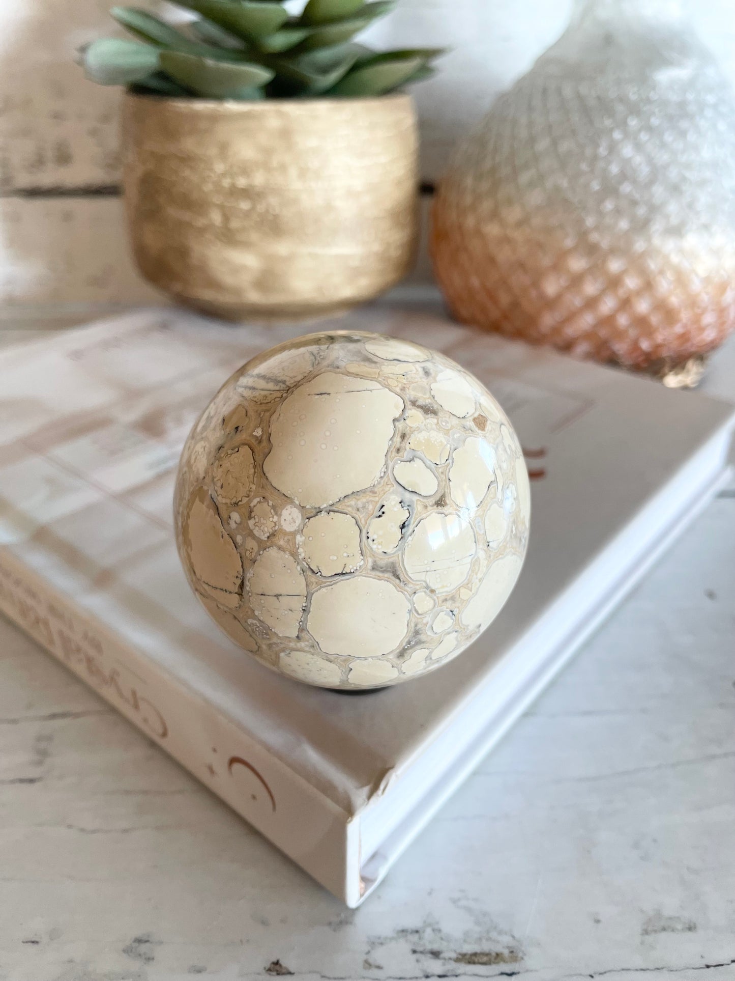 Spotted Agate Sphere Includes Holder