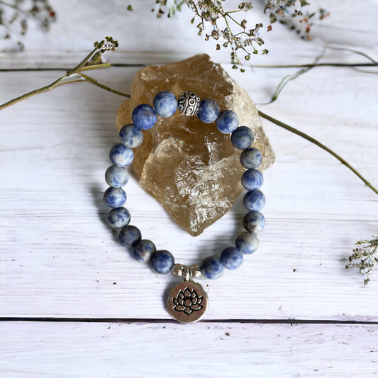 Frosted Blue Spot Jasper Healing Bracelet ~ Tranquility