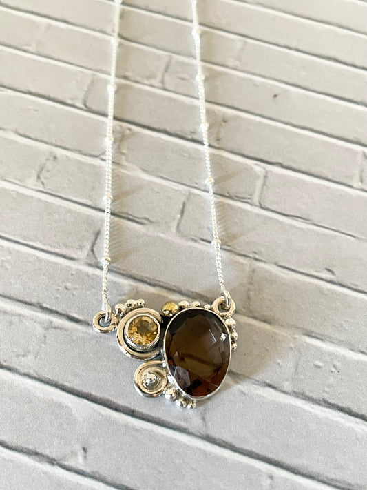 Smoky Quartz & Citrine Necklace