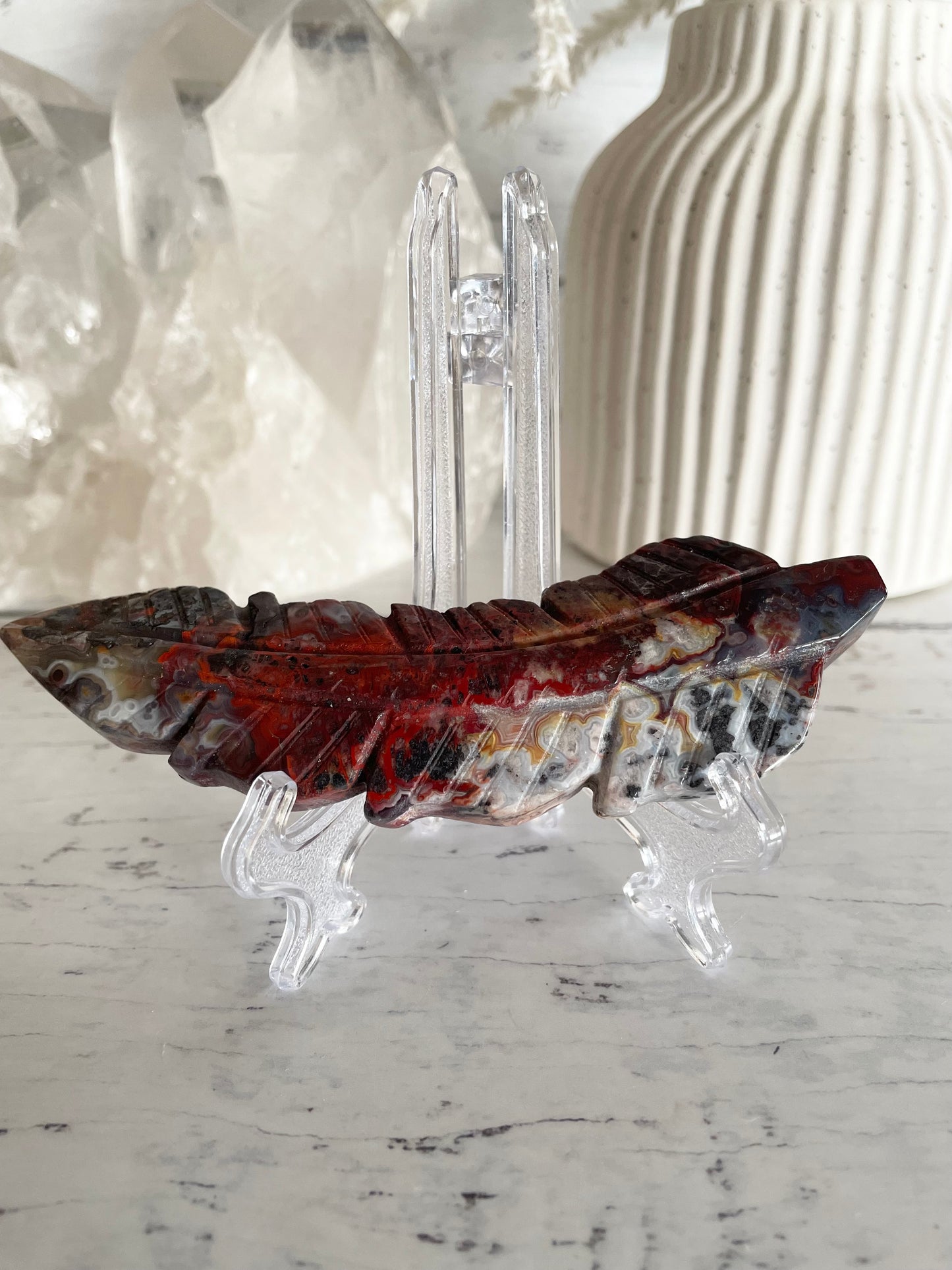 Mexican Crazy Lace Agate feather