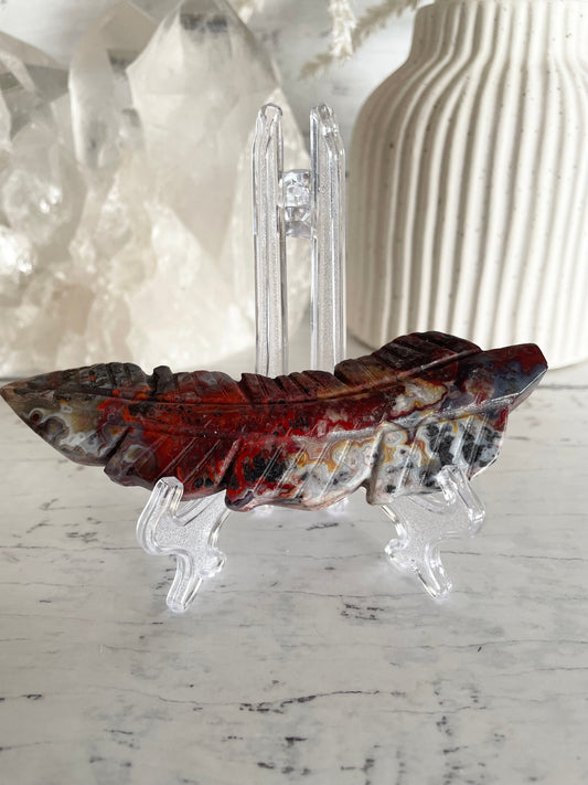 Mexican Crazy Lace Agate feather