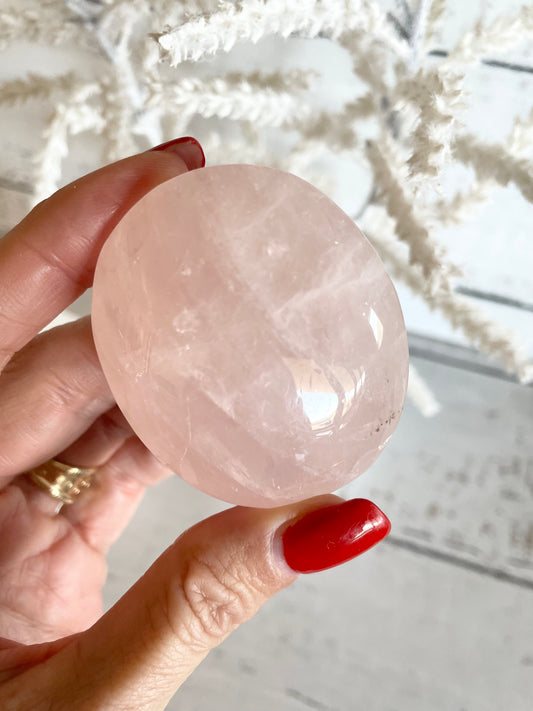 Rose Quartz Pillow Palm Stone