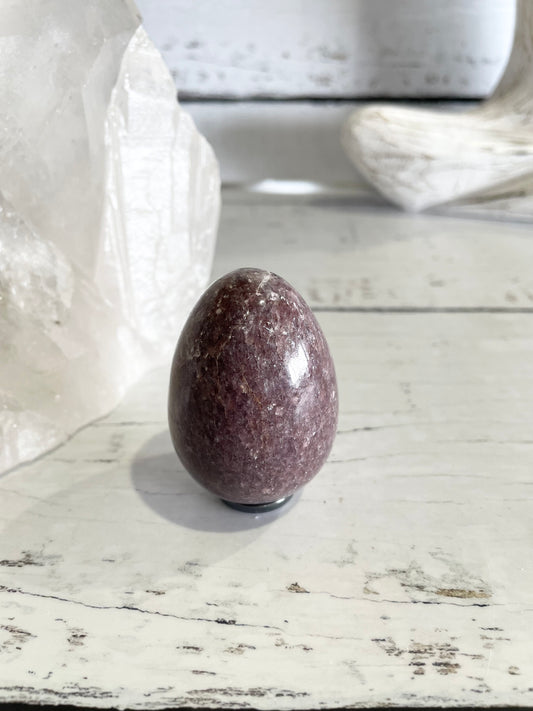 Lepidolite Egg Includes Hematite Ring