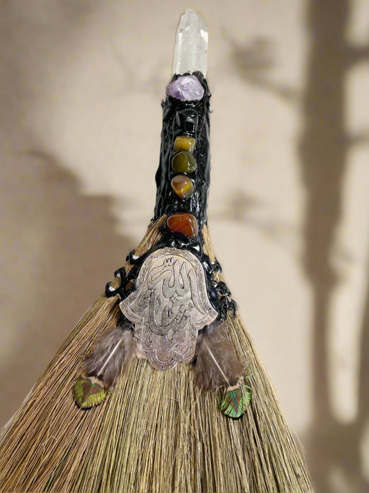 Crystal Feather Besom ~ Clear Quartz