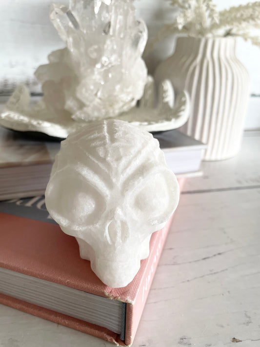 White Jade Alien Skull