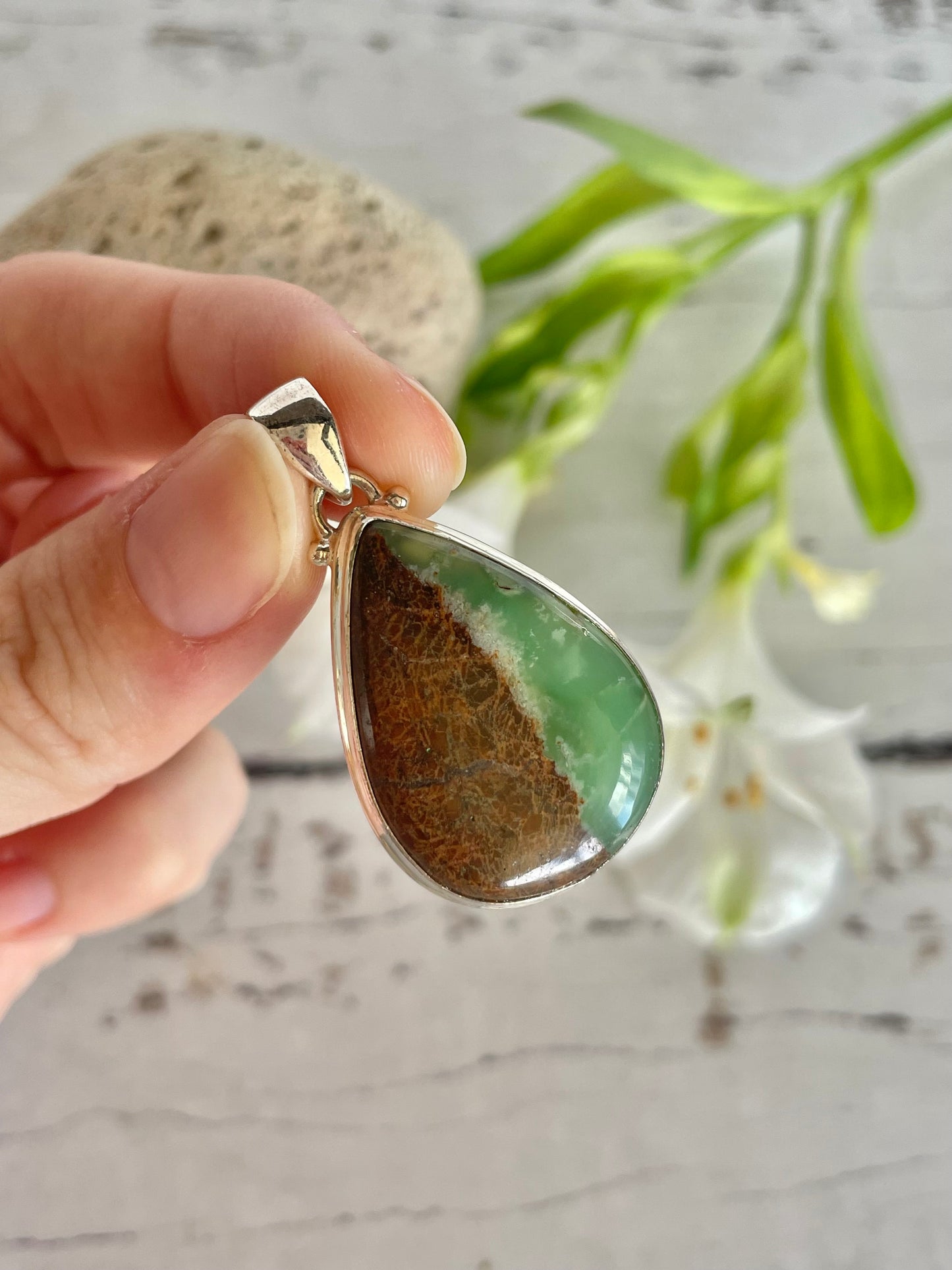 Australian Chrysoprase Silver Pendant