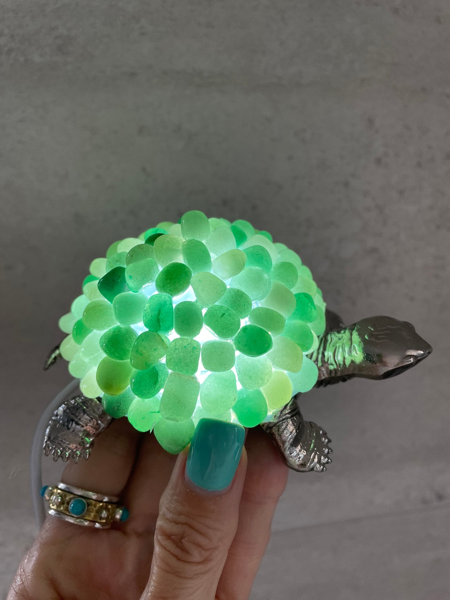 Tortoise Led Lamp ~ Green Aventurine
