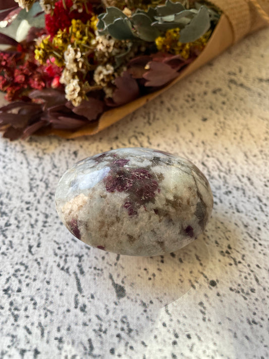 Rubellite Tourmaline Pillow Palm Stone