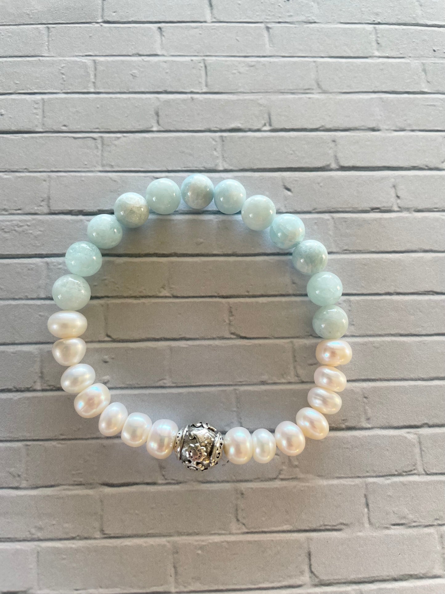 Pearl & Aquamarine gemstone Bracelet