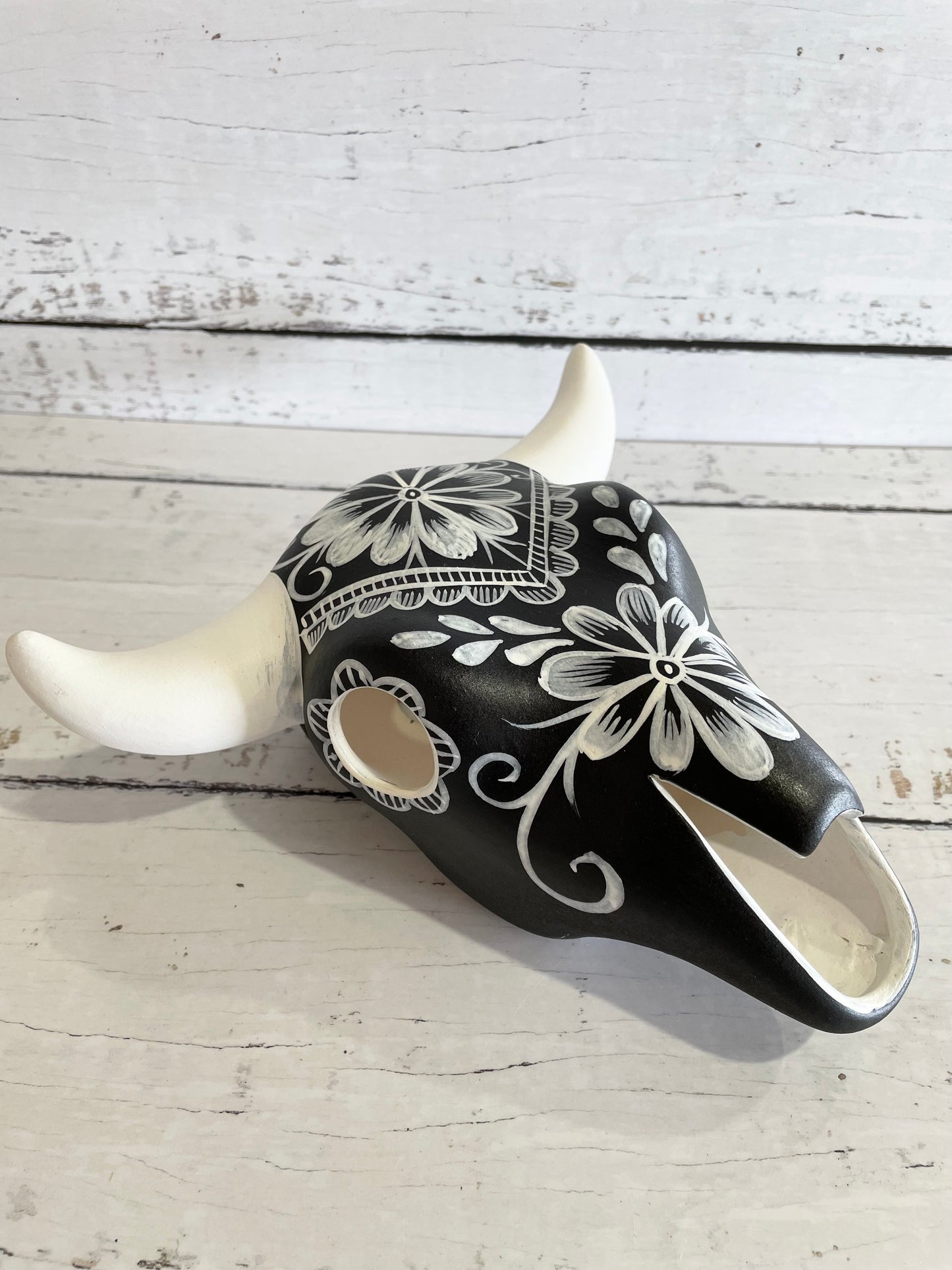 Navajo Pottery Cow Skull ~ Floral