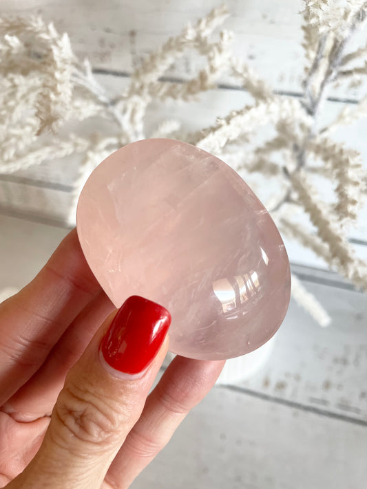 Rose Quartz Pillow Palm Stone