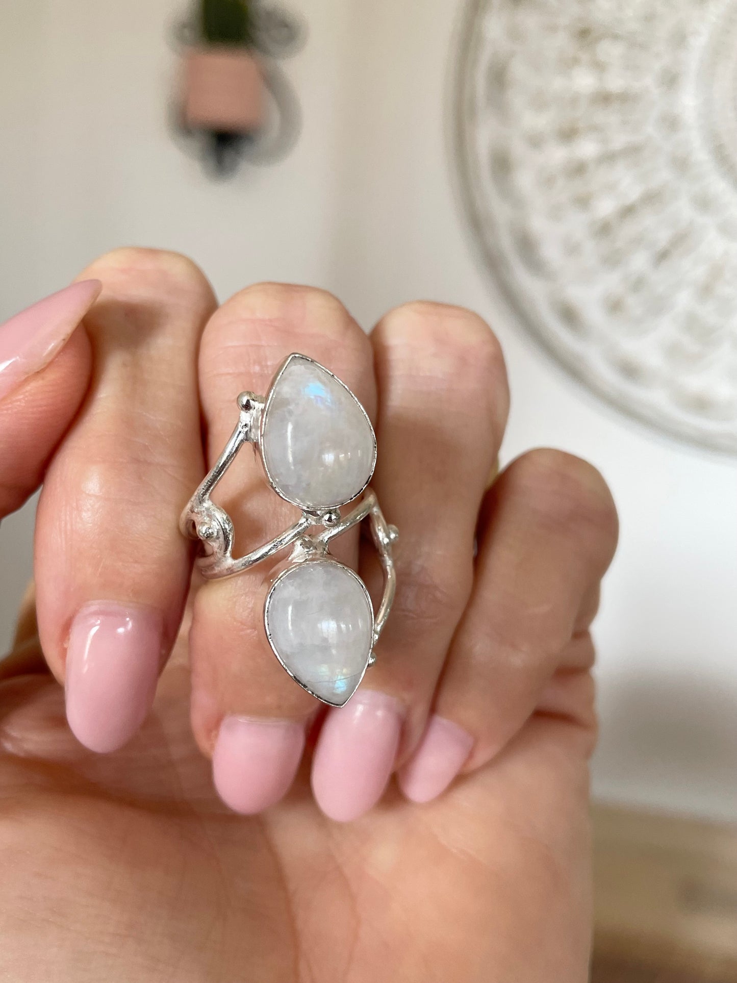 Rainbow Moonstone Ring - Size 7