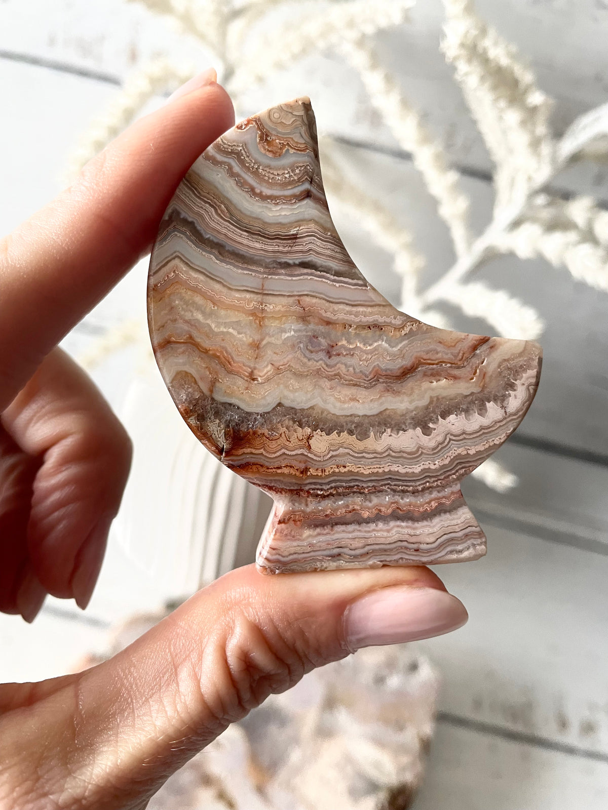 Mexican Pink Crazy Lace Agate Moon