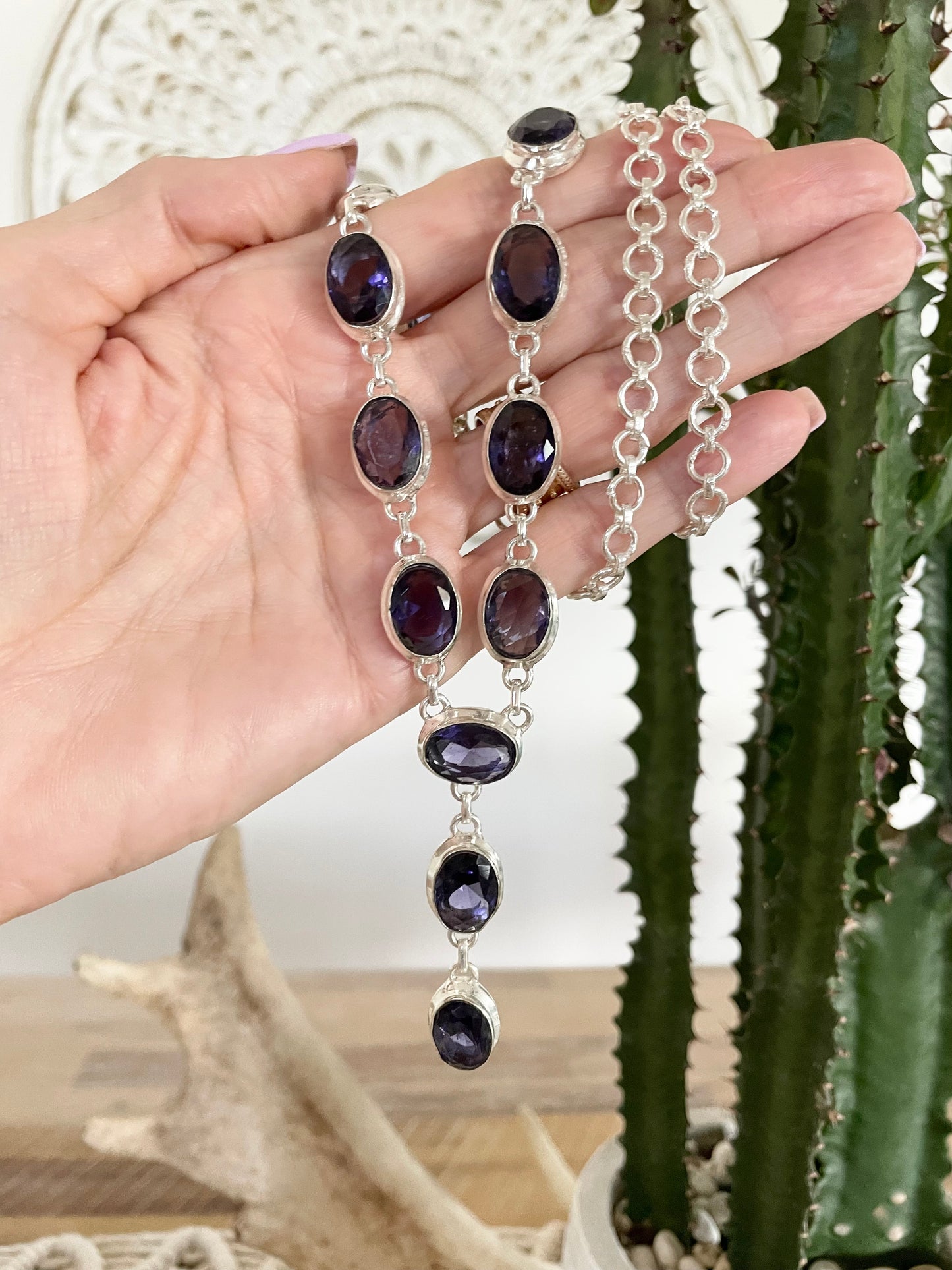 Amethyst Lariat Necklace