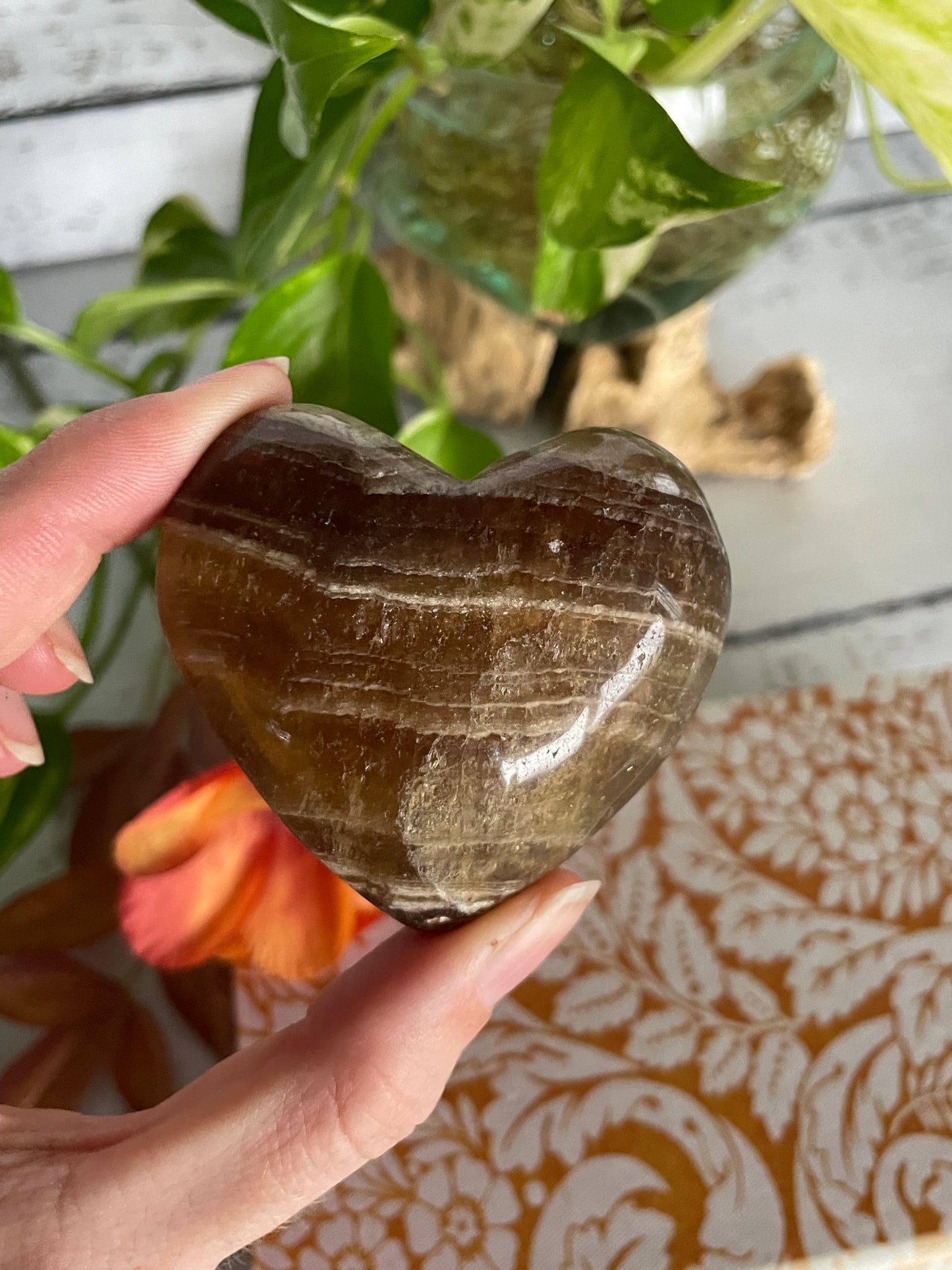 Yellow Fluorite Heart