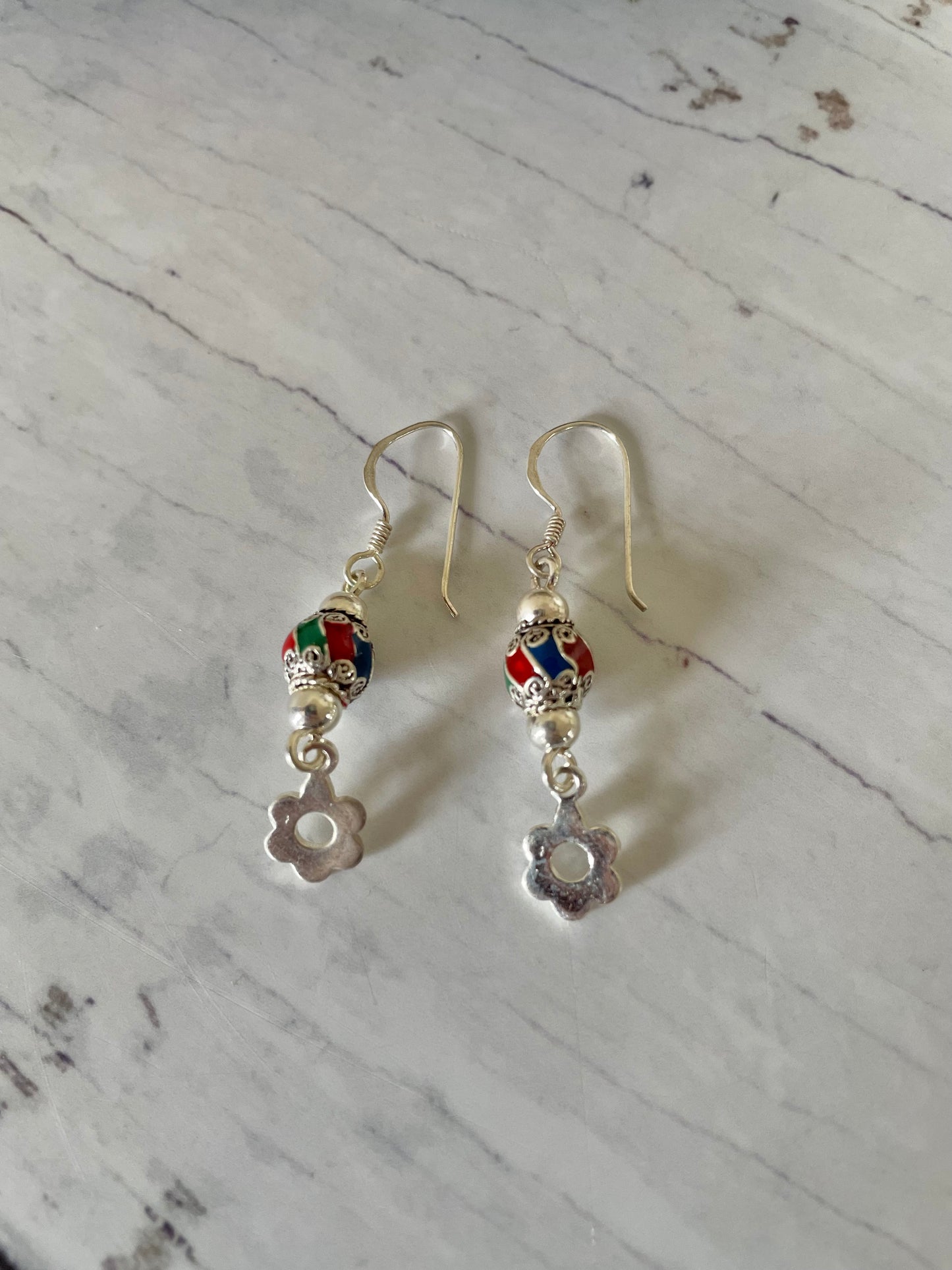 Enamel Silver Earrings