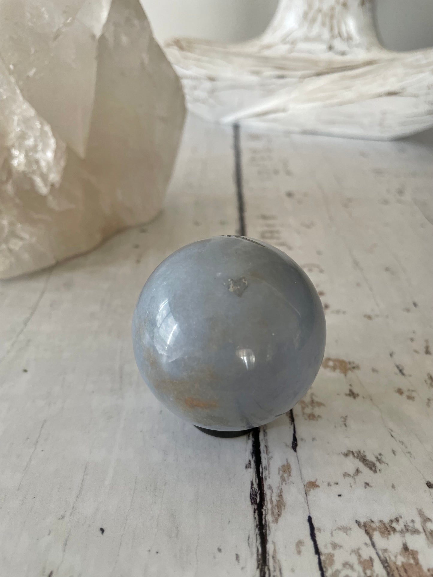 Angelite Sphere Includes Wooden Holder